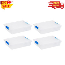 IRIS 6 Qt Latching Storage Containers Clear Plastic Totes with Lids 4 Pack