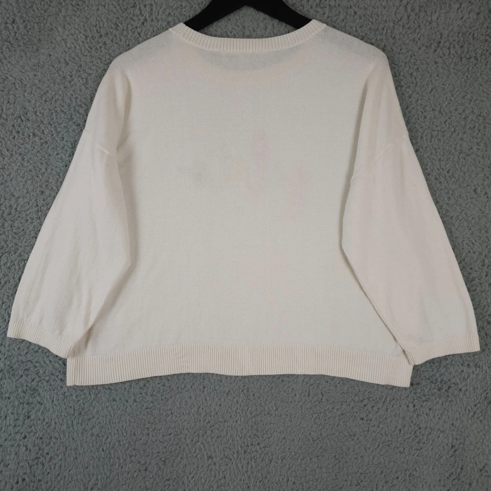 Suéter Ann Taylor LOFT Mujer Grande Blanco Gelato Manga 3/4 Dolman Pullover Foto 2 de 4