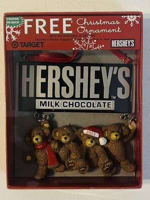 2003 Hershey's Milk Chocolate Bar Christmas Ornament Teddy Bears Target Exclusiv