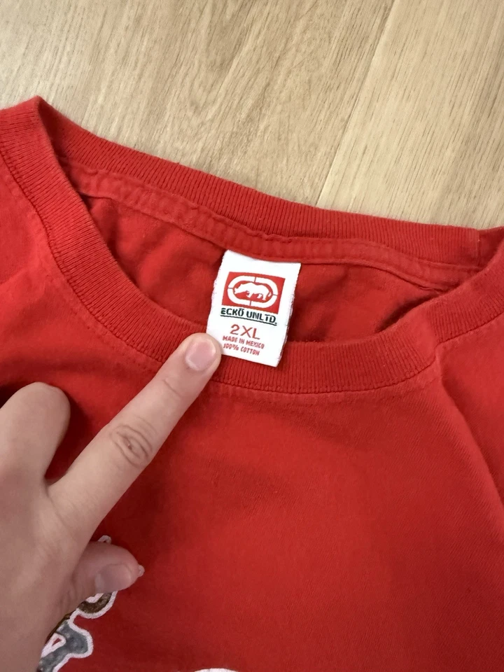 Y2K Vintage Rare Ecko Unltd Skater Graphic T Shirt Size 2XL Red Grunge - Image 3 of 4