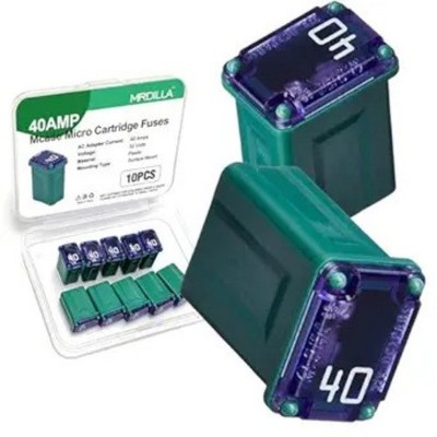 10PCS 40Amp Micro Cartridge Fuses, Low Profile Box Shaped Automotiv Style: 40A