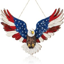 4Th of July Eagle Hanging Door Sign 4Th of July Decorations Patriotic Wooden Doo