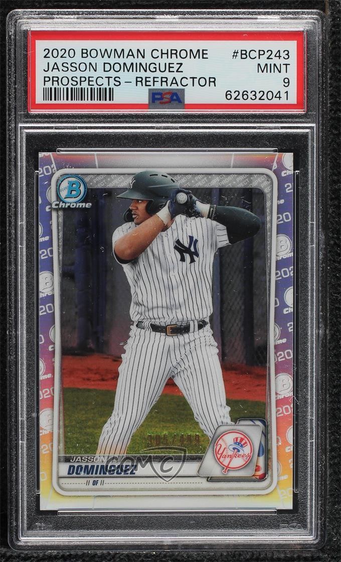 2020 Bowman Chrome Prospects Refractor 305/499 Jasson Dominguez PSA 9 MINT 8a7