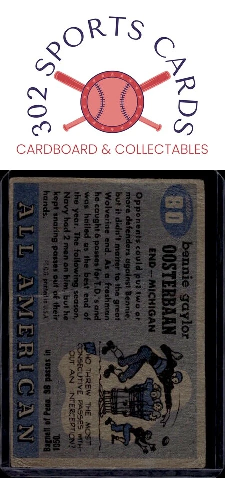 1955 Topps All-American #80 Bennie Oosterbaan - Image 2 of 2