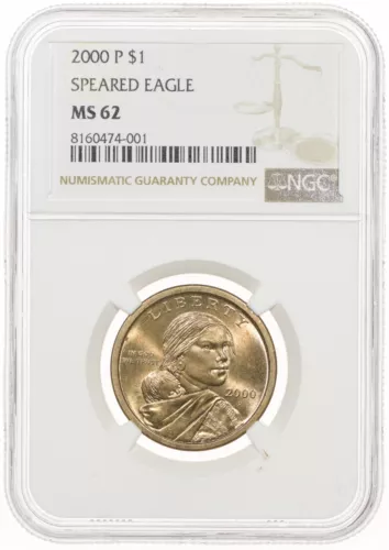 2000-P SAC$1 NGC MS62 Speared Eagle FS-901 Sacagawea Dollar Wounded Variety