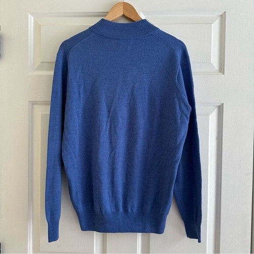 Suéter Peter Millar Corona Azul Suave Cuarto Cremallera Para Hombre Mediano Lana Merino Preppy - Imagen 5 de 7
