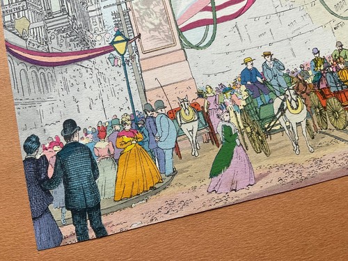 1890 San Francisco California Gold Miners Market St Hand Colored Original Print - Picture 5 of 23