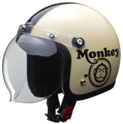 HONDA MONKEY Original Open-Face Helmet Bubble Shield Ivory × Black Size L - Picture 3 of 6