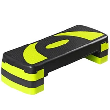 Step Aerobic Platform w/4 Stackable Riser Exercise Step Adjust 4"-6''-8'' Yellow