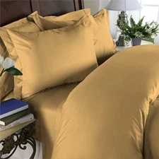 Queen Size Gold Solid / Plain Sheet Set 1000 Thread Count 100% Egyptian Cotton