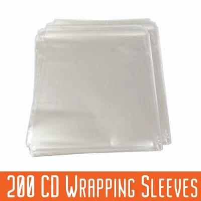 200 Standard CD Jewel Case Wrapping Sleeves Wraps 10 10.4 mm Resealable Flap