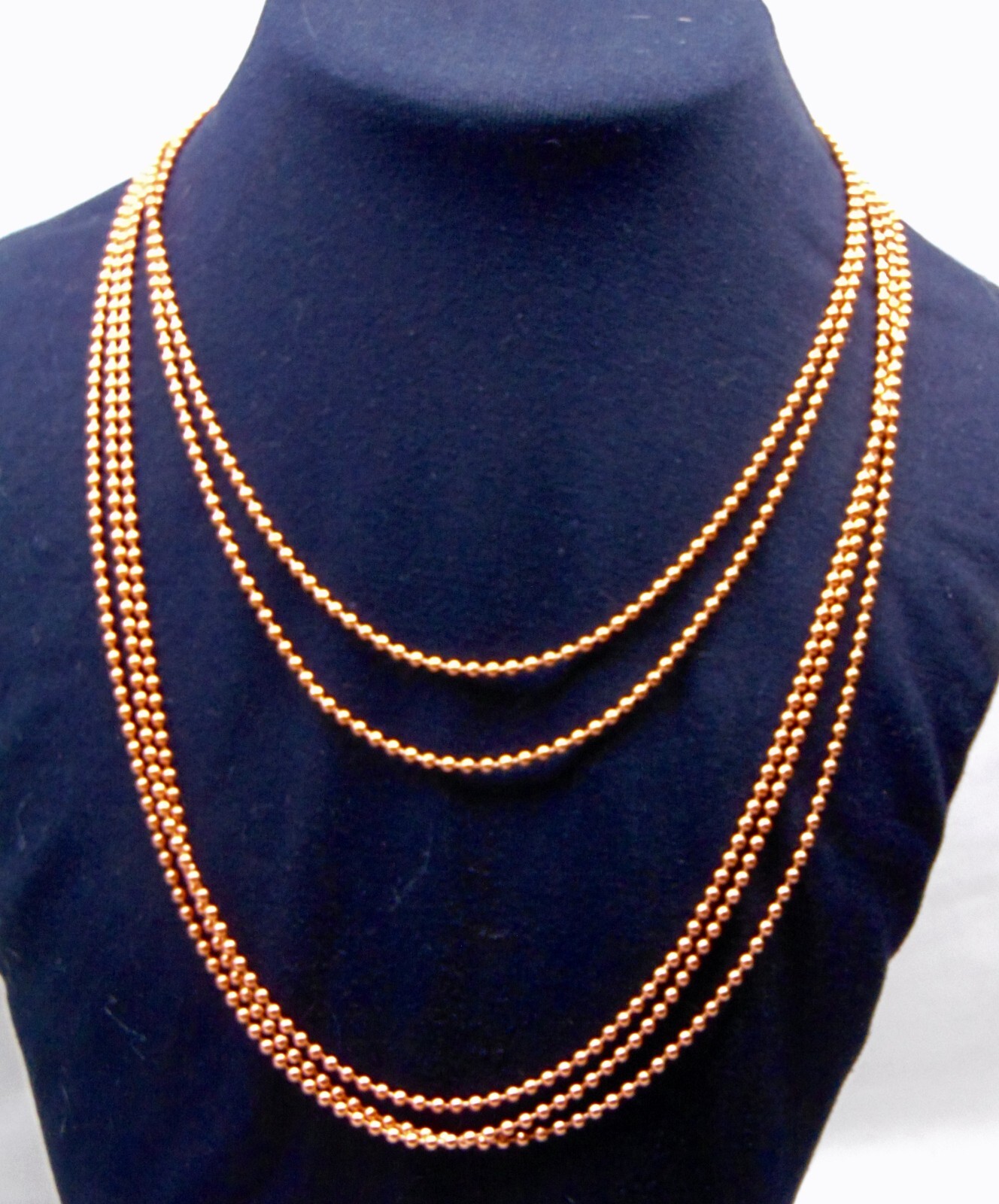 TEN (10) Necklaces 18" 2.4mm 3 Genuine COPPER BALL CHAIN Made in USA
