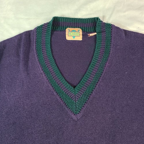 V-Neck Knit Sweater Purple 