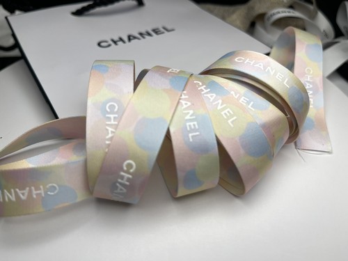 Chanel Oriol & Fontanel Ribbon Baby Pink/Blue/Yellow+White Logo SOLD BY YARD - Picture 13 of 15
