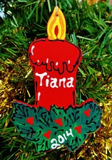 CANDLE HOLLY Ornament U CHOOSE NAME & YEAR Personalized  Christmas Holiday Decor