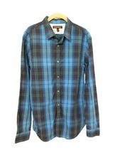 Banana Republic Men's Shirt Blue Plaid Tailored Slim Fit Long Sleeve Size M