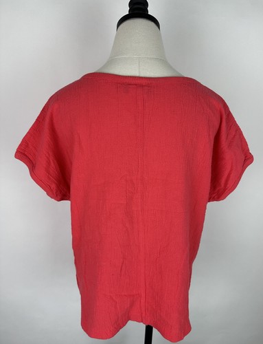 Camisa De Colección Años 90 Algodón Arrugado M Rosa Salmón Camiseta Top Colorido Gasa Básica - Imagen 6 de 10