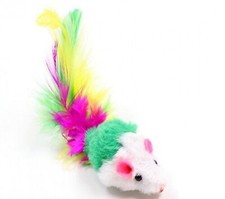 GIOCO TOPO CON PIUME PER GATTO topolino micio giocare giocattolo cane caccia