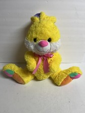 Easter Bunny 15" Plush Stuffed Animal Yellow Colorful Feet Ears Pink Bow