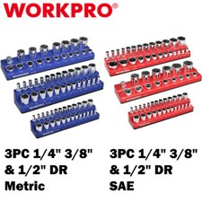 Workpro 3pcs6pcs Magnetic Socket Organizer Holder Set 14 38 12 Saemetric