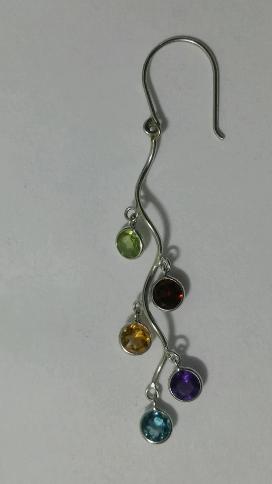 Pendientes Oro Blanco 14k con Piedras de Colores 4mm Redondos Foto 2 de 3