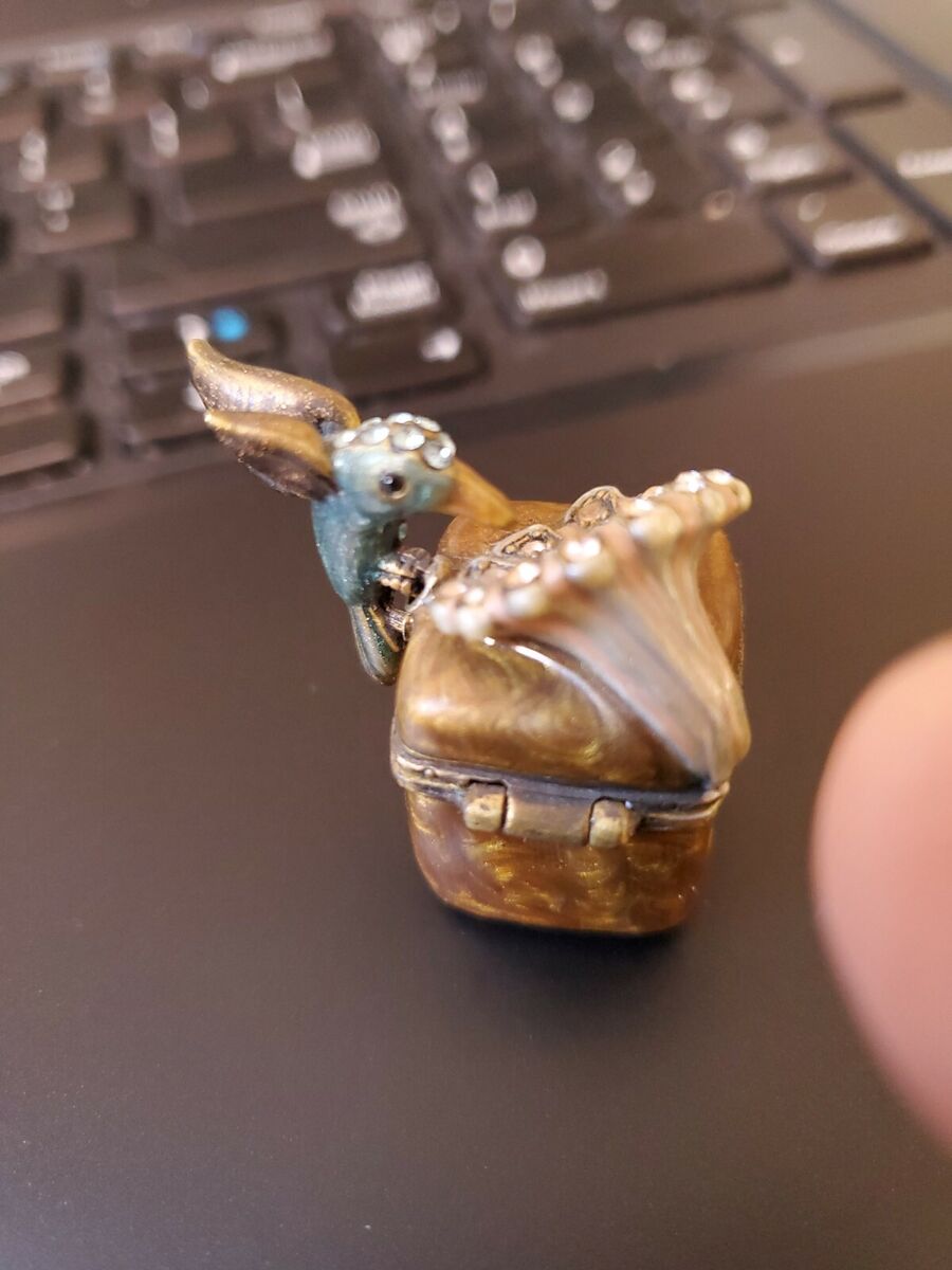 Jay Strongwater Hummingbird w/Flower Tiny Trinket Mini Box Jay Strongwater Hummingbird w/Flower Tiny Trinket Mini Box