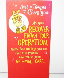 humourous get well operation recovery greeting card feel better