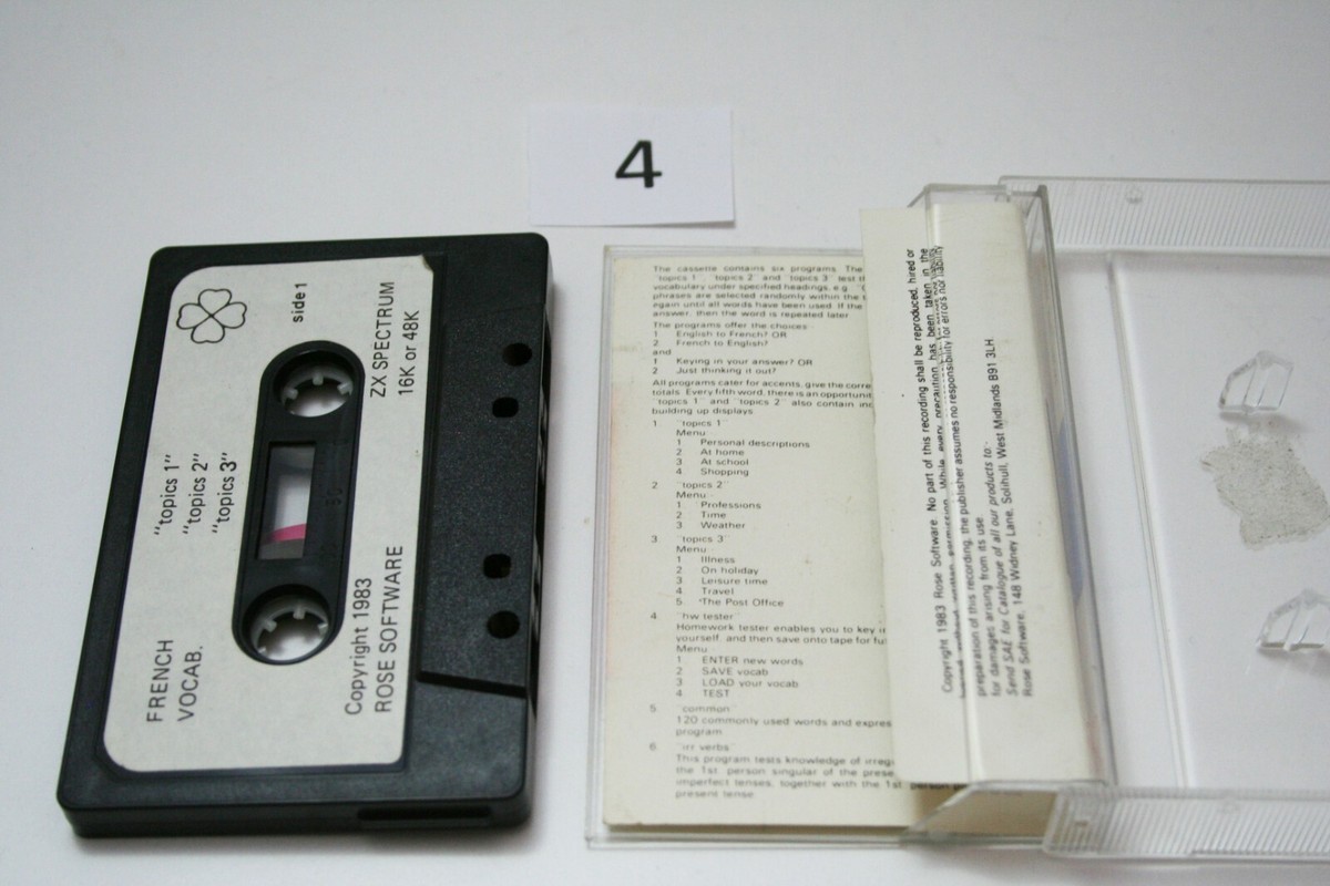 ZX Spectrum Game Tape - O`Level French Revision : Vocabulary