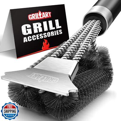 GRILLART Grill Brush and Scraper with Deluxe Handle, Safe Wire Grill Brush BB