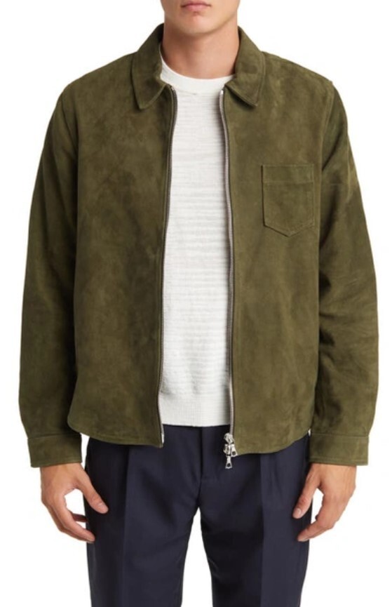 Officine Generale Men's Green Sid Suede Overshirt Jacket XXL Casual Style