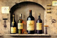 18 x 12 Art Mural Ceramic Wine Bottle Decor Backsplash Bath Tile 318