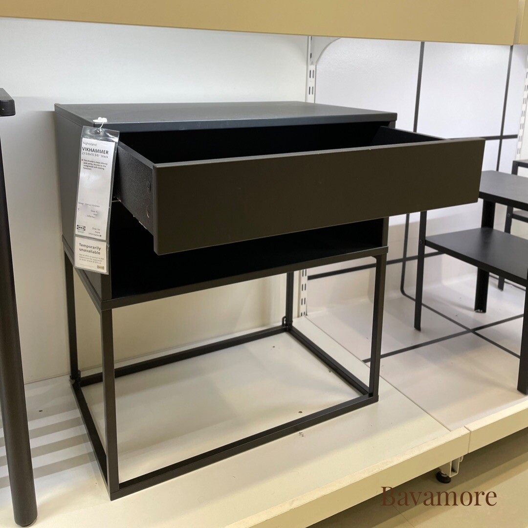 IKEA VIKHAMMER Nightstand, Black 23⅝"x15⅜" BRAND NEW eBay