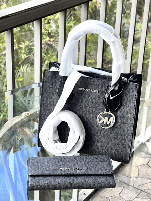 Michael Kors mercer Crossbody Satchel Messenger Handbag Black MK+