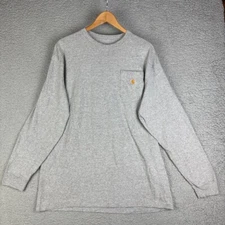 Carhartt T-Shirt Men's Large Long Sleeve Loose Fit Pocket Logo Gray K126 HGY L