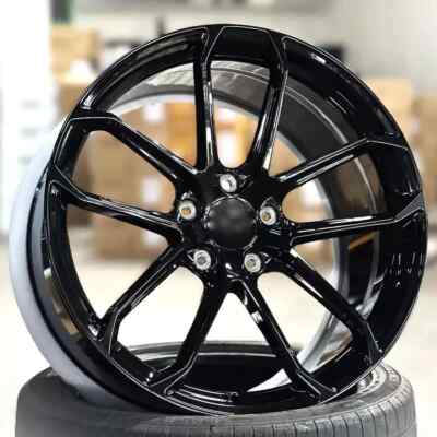 22'' STAGGERED GT STYLE GLOSS BLACK WHEELS RIMS FOR PORSCHE CAYENNE PANAMERA GTS