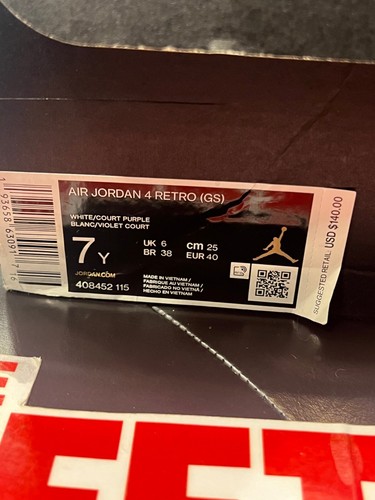 Air Jordan 4 Metallic Purple Größe 7y Schuhe Grundschule - Bild 7 von 7