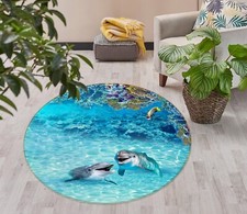 3D Blue Sea Cute Dolphin NBC495422 Game Rug Mat Elegant Photo Carpet Mat Romy