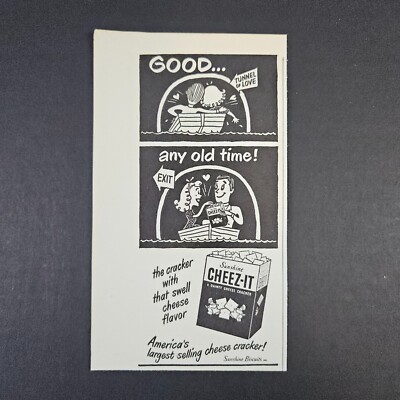 1949 Cheez-It Cheese Crackers Sunshine Biscuits Inc Vintage Print Ad Love Tunnel