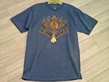 Fruit of the Loom Solid Blue Graphic Short Sleeve Cotton Knit T-Shirt     Size M