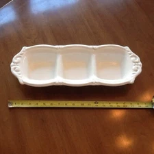 The Cellar Macy’s - Embossed White 3 Section Divided Dish Bowl - 18” Long- CLR23