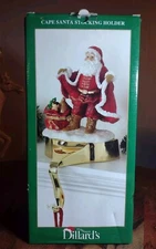 Vintage Dillard's Christmas Cape Santa Stocking Holder Hanger with Trinket Box