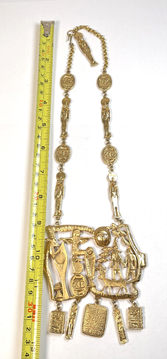 Vtg Kenneth Jay Lane gold tone Egyptian revival S… - image 8