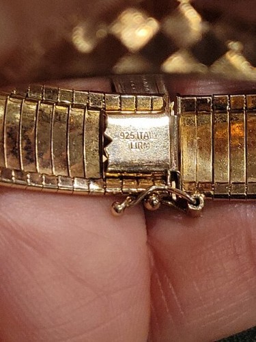 BEAUTIFUL GOLD PLATED 925 ITALIAN STERLING SILVER BRACELET 16.90g - Picture 10 of 12