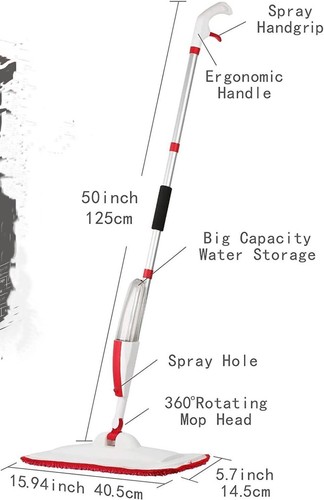 Floor Cleaning Microfiber Spray Mop Scrubber Wet & Dry Flat Sweep Mop with 360° - Picture 13 of 52