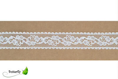 10m Spitzenband 25mm Blumen Rosen Spitzenborte Spitzenbordüre Hochzeit schmal