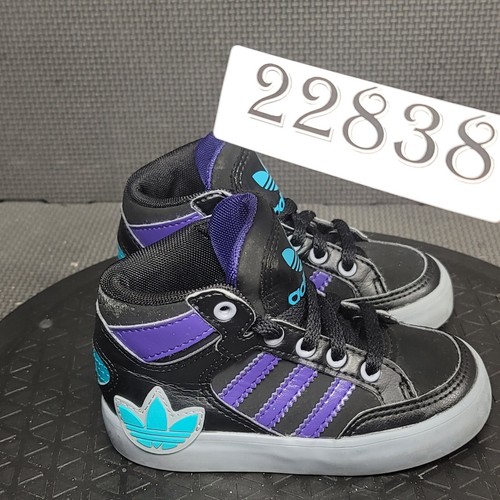 Adidas Hardcourt Hi Shoes Toddler Sz 6 Black Purple Green Trainers