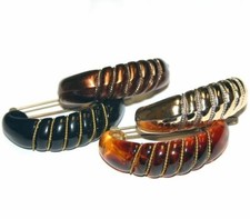 Hair Clip Metal Snap Ponytail Pigtail Cover Barrette Ribbed Curve Made in France