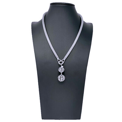 Collier Ras De Cou Gris Argenté Avec Pendentif Boule étoilé Et Strass - Neuf Avec étiquettes