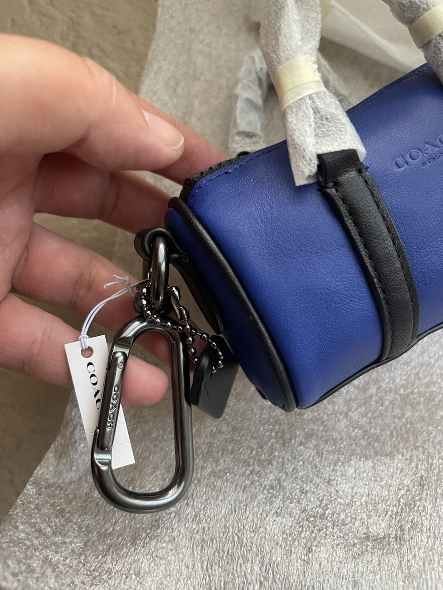 NEW COACH C6961 BLUE BLACK LEATHER MICRO VENTURER DUFFLE BAG KEY