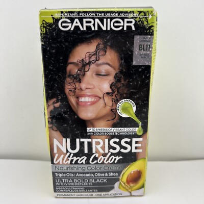 Garnier Nutrisse Ultra Nourishing Hair Color Creme, BL11 JET BLUE BLACK
